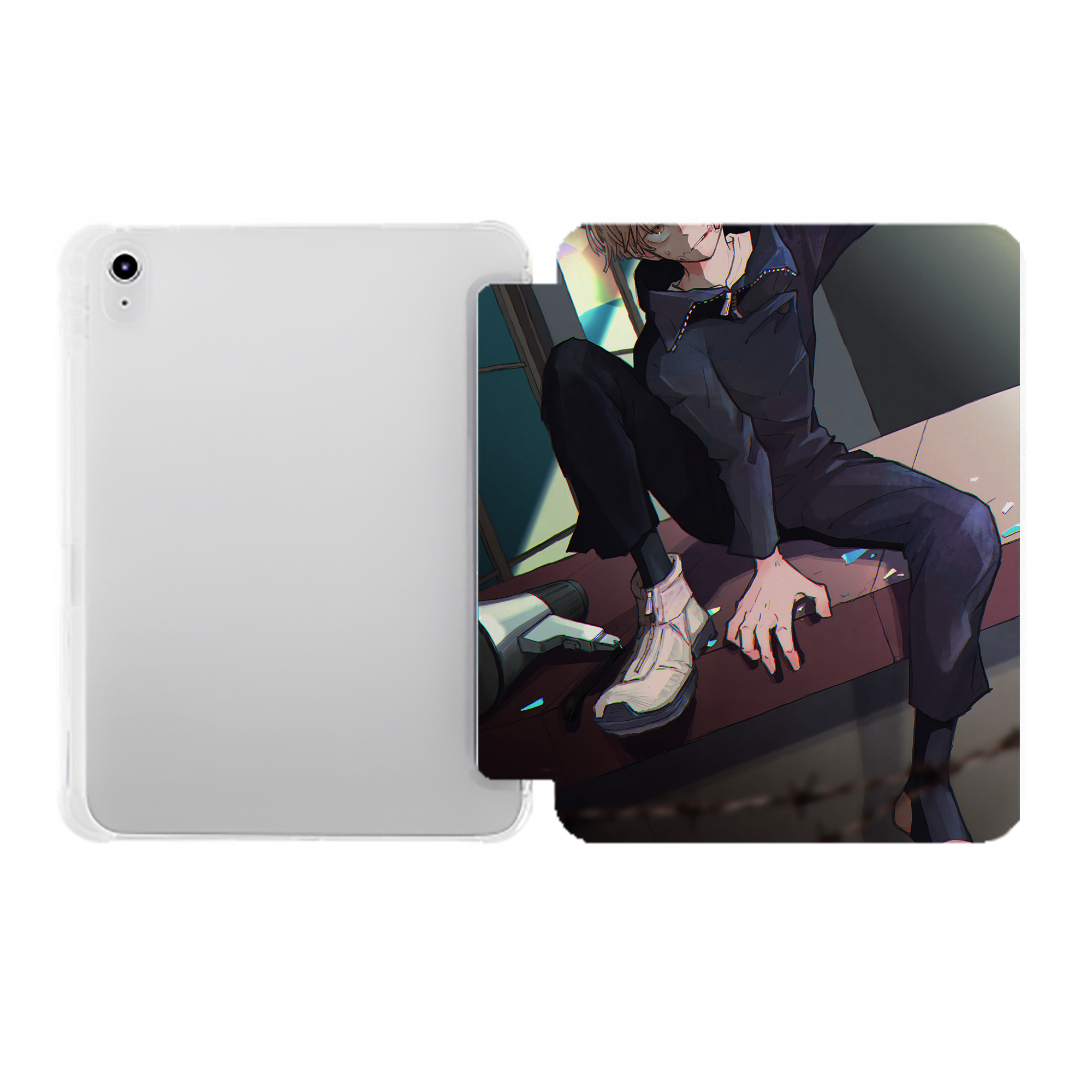 （画像用） 呪術廻戦 Jujutsu Kaisen IPad ケース ペン収納付き 三つ折りスタンド PUレザー×シリコン 対応機種9.5/10.5/10.9インチ